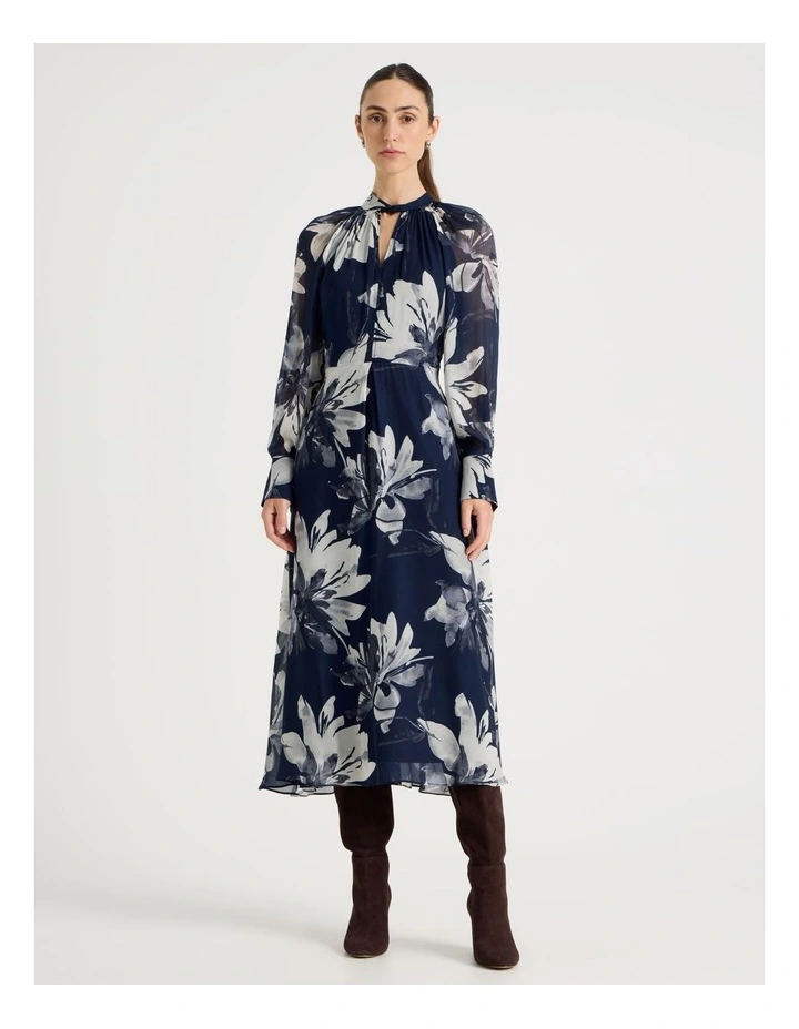 Georgette Midi Dress Mono Floral image 3