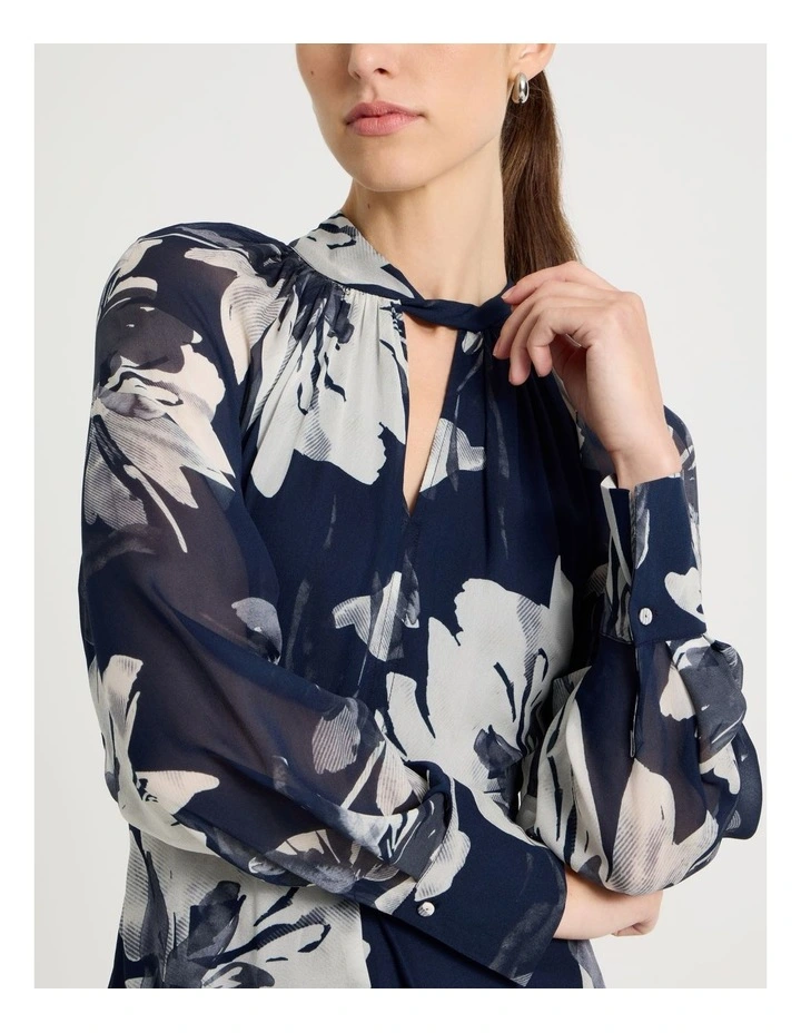 Georgette Midi Dress Mono Floral image 7