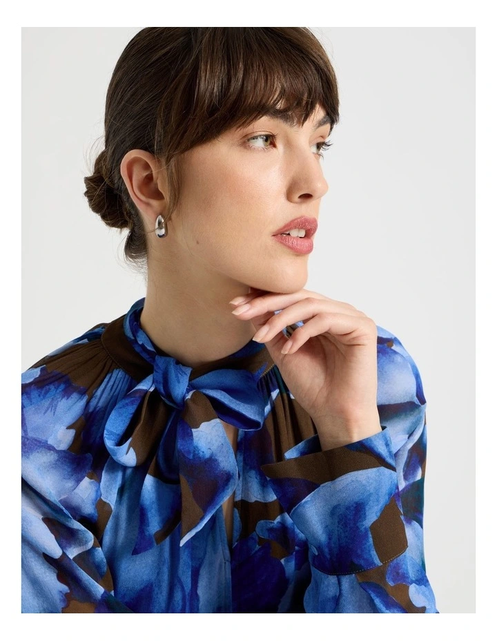 Long Sleeve Georgette Midi Dress Water Floral image 5