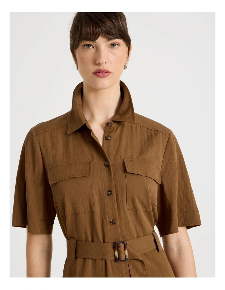 Weekend Pocket Shirt Midi Dress in Chestnut image 2