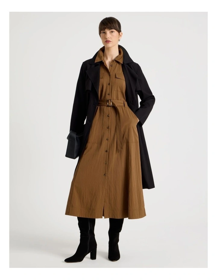 Weekend Pocket Shirt Midi Dress in Chestnut image 3