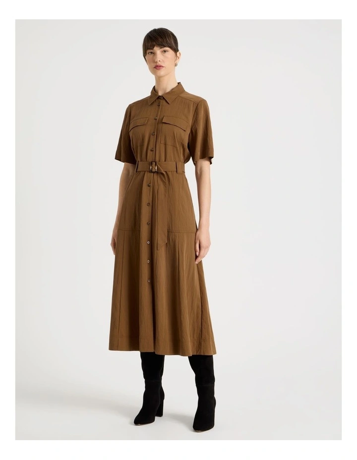 Weekend Pocket Shirt Midi Dress in Chestnut image 4