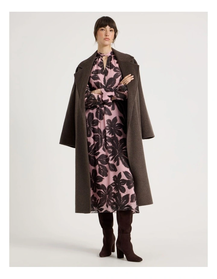 Long Sleeve Georgette Midi Dress in Pink Floral Print image 1