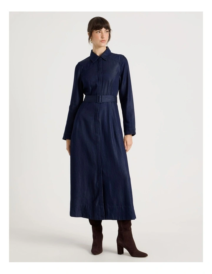 Long Sleeve Tencel Denim Dress in Denim image 2