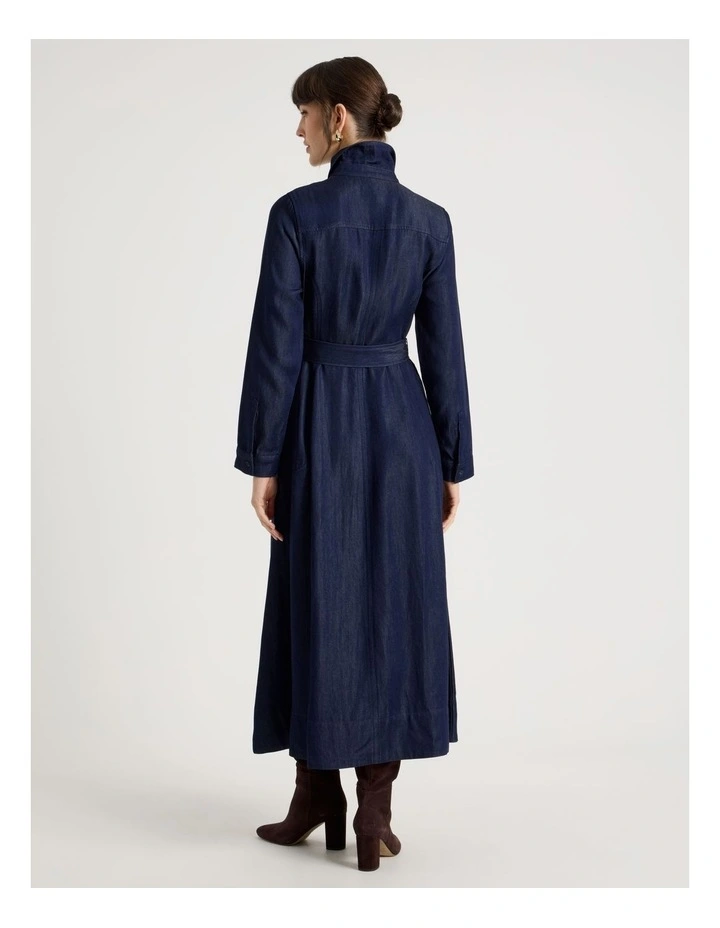 Long Sleeve Tencel Denim Dress in Denim image 6