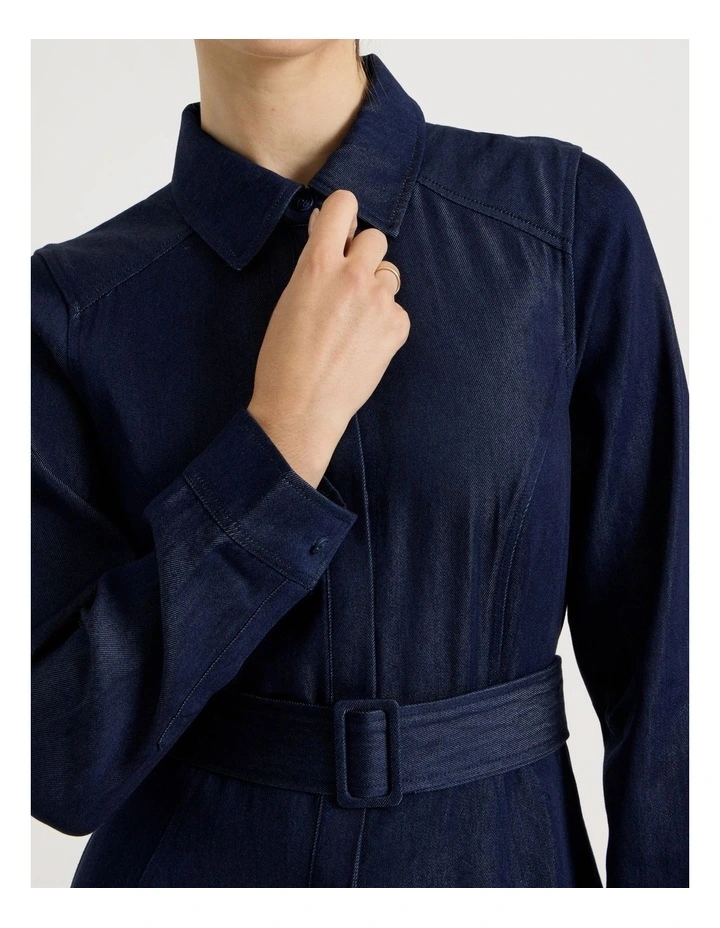 Long Sleeve Tencel Denim Dress in Denim image 7