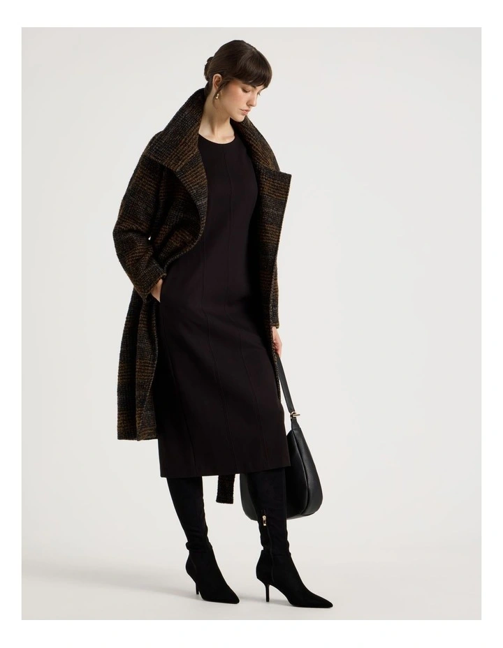 Short Sleeve Ponte Midi Dress in Black image 1