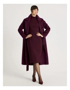 Long Sleeve Ponte Midi Dress in Aubergine