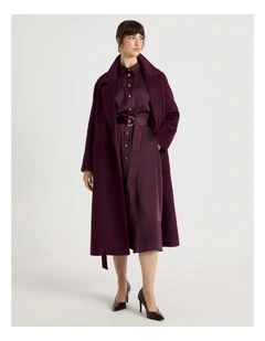 Long Sleeve Midi Shirt Dress in Aubergine