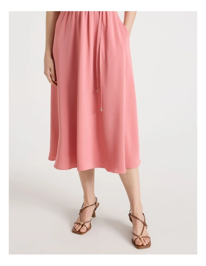 Short Sleeve Tie Detail Midi Dress in Pink image 7