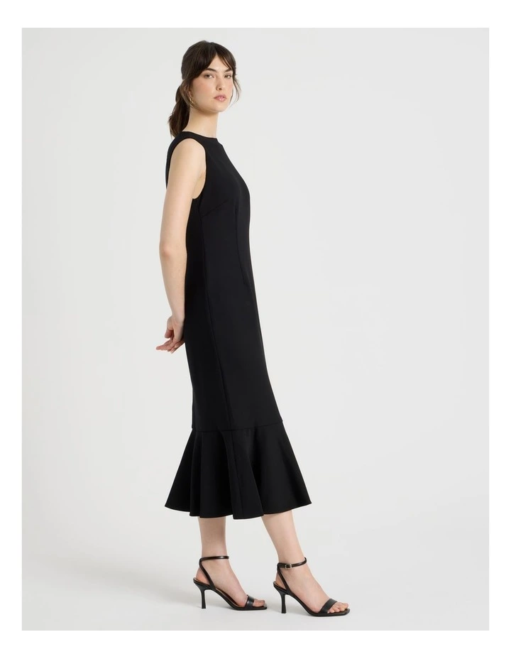 Sleeveless Flounce Hem Midi Dress in Black image 3