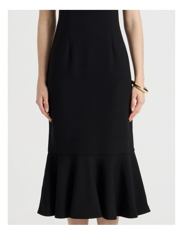Sleeveless Flounce Hem Midi Dress in Black image 4