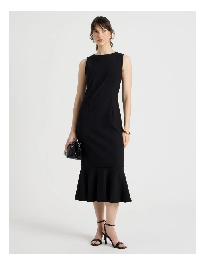 Sleeveless Flounce Hem Midi Dress in Black image 5