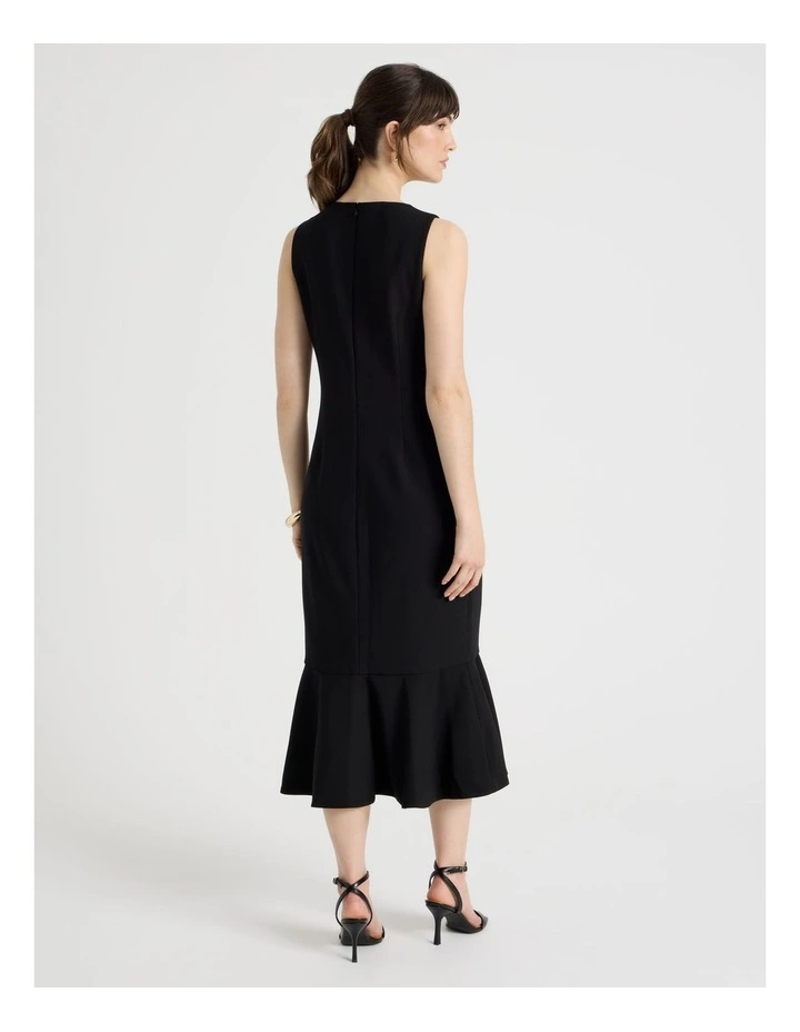 Sleeveless Flounce Hem Midi Dress in Black image 6