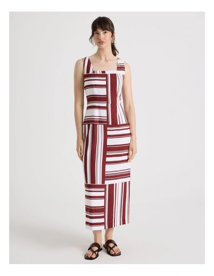 Tank Midi Dress in Merlot and White Scarf Print image 1
