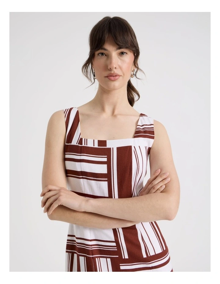 Tank Midi Dress in Merlot and White Scarf Print image 2