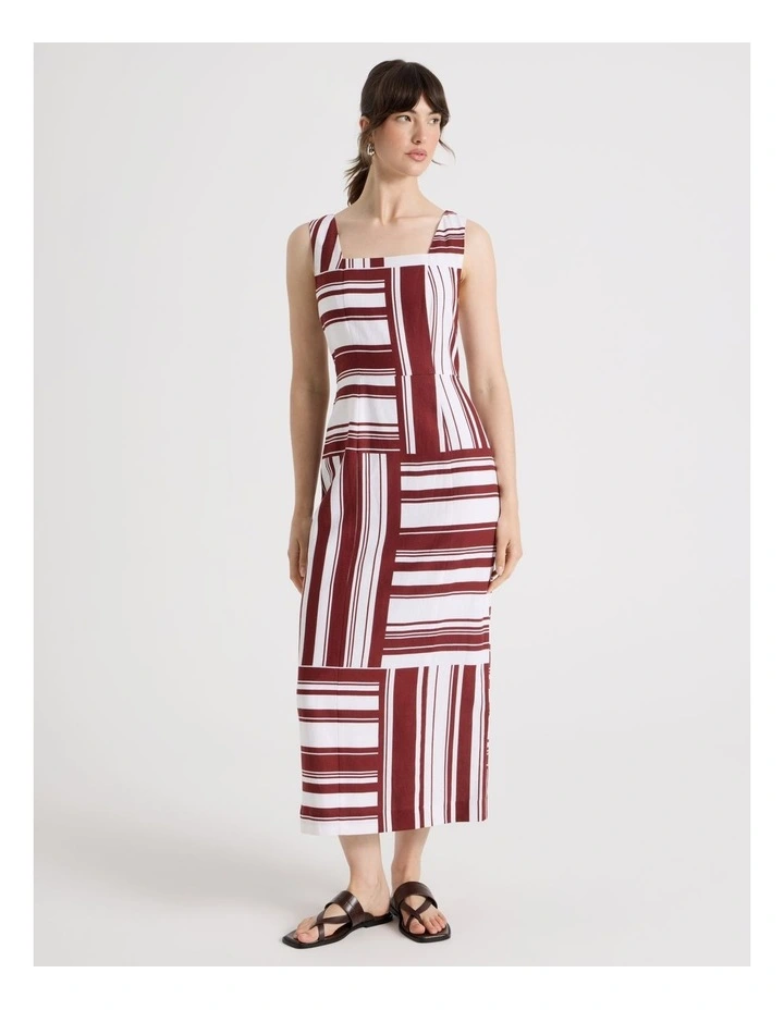 Tank Midi Dress in Merlot and White Scarf Print image 3