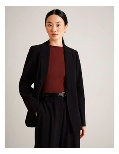 Recycled Polyester Blend Crepe Soft Blazer in Black