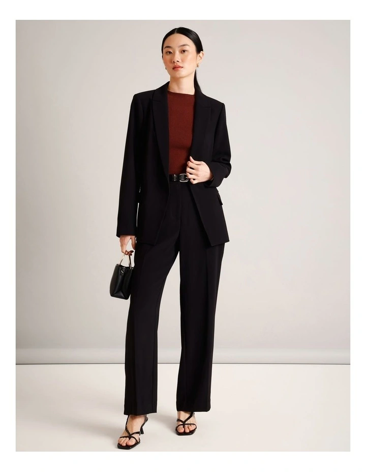 Recycled Polyester Blend Crepe Soft Blazer in Black image 2