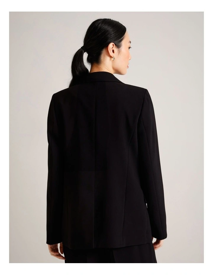 Recycled Polyester Blend Crepe Soft Blazer in Black image 5