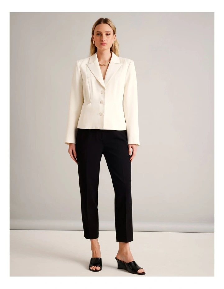 Viscose Blend Cropped Blazer in Taupe image 2
