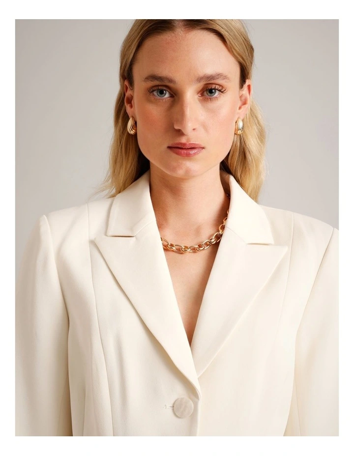 Viscose Blend Cropped Blazer in Taupe image 3