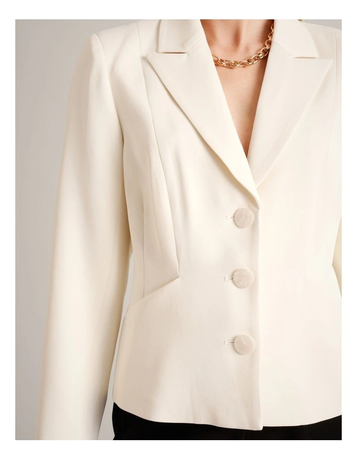 Viscose Blend Cropped Blazer in Taupe image 4