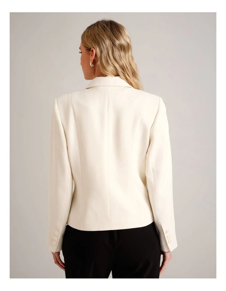 Viscose Blend Cropped Blazer in Taupe image 5