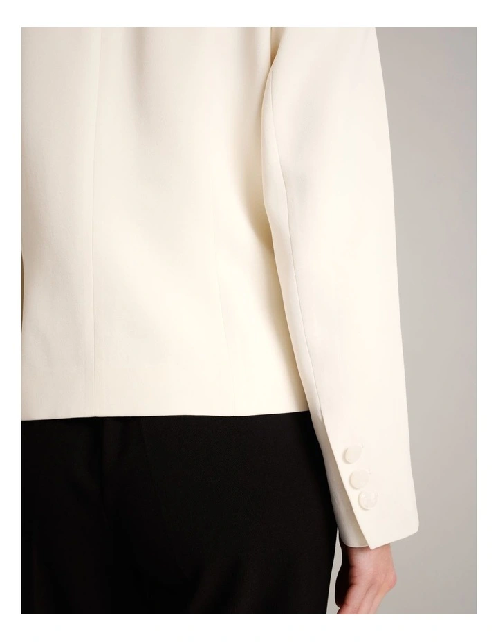 Viscose Blend Cropped Blazer in Taupe image 6