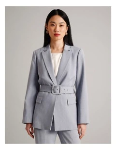 Belted Blazer in Light Blue