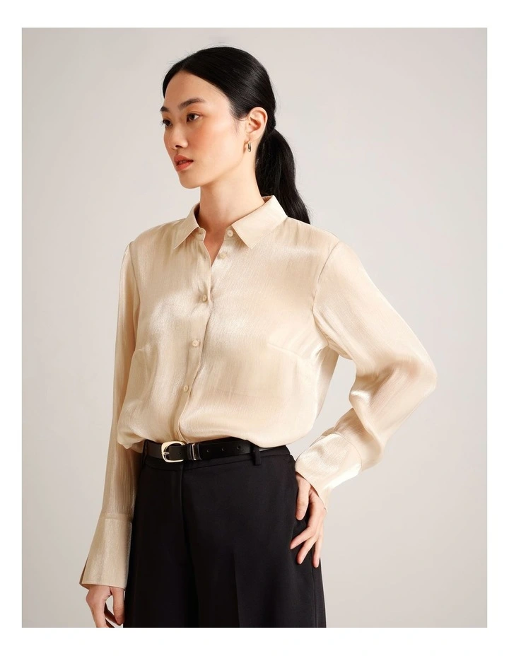 Metallic Shirt in Gold image 3