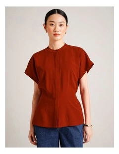 Extended Shoulder Shirt in Rust