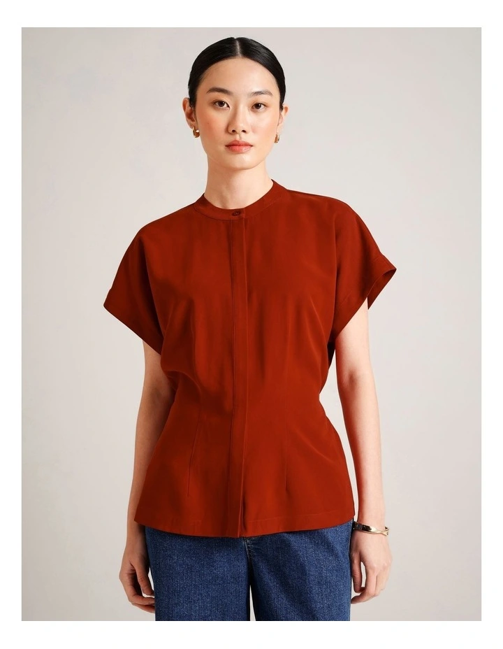Extended Shoulder Shirt in Rust image 1
