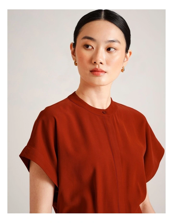 Extended Shoulder Shirt in Rust image 3