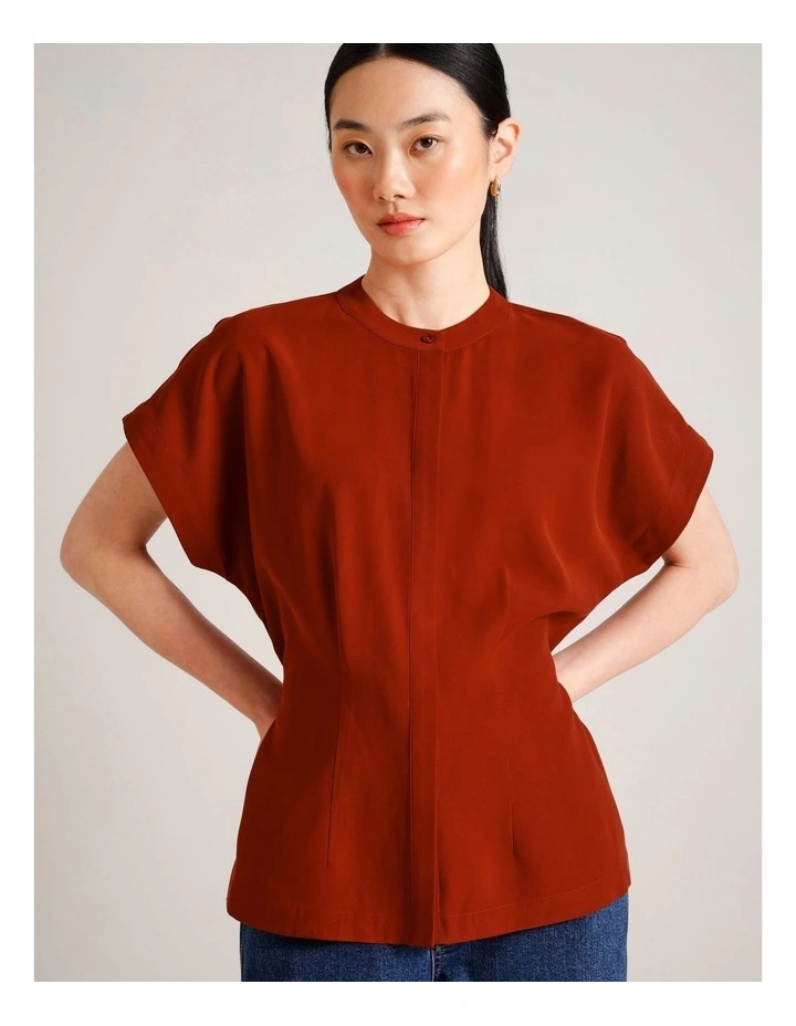 Extended Shoulder Shirt in Rust image 4