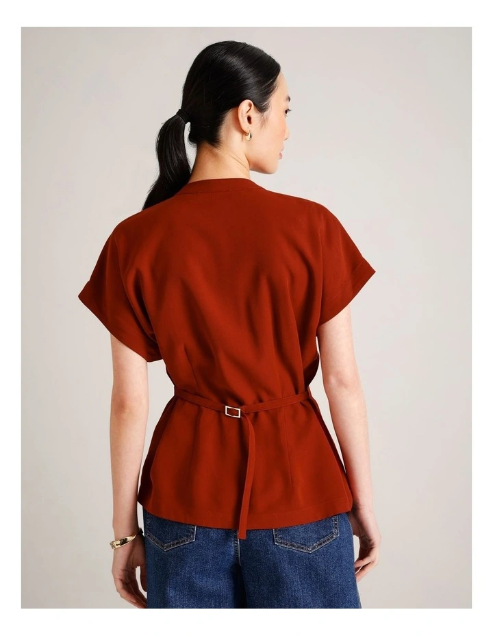 Extended Shoulder Shirt in Rust image 5