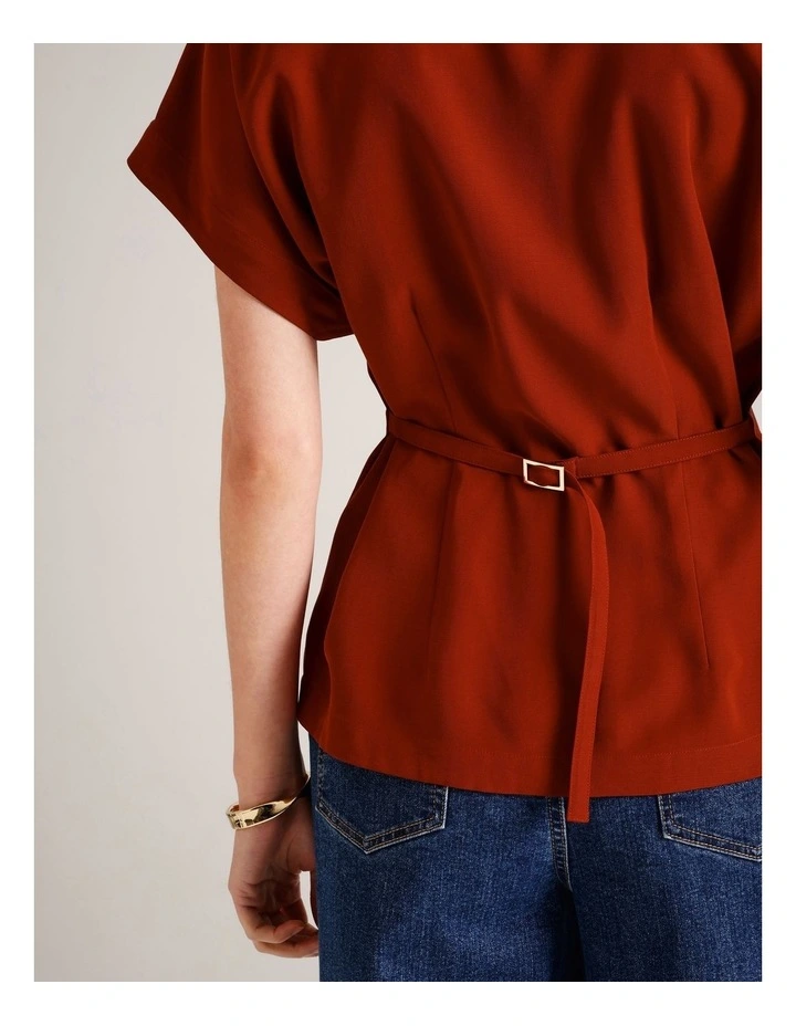 Extended Shoulder Shirt in Rust image 6