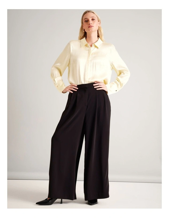 Vertical Crinkle Satin Shirt in Light Yellow image 5