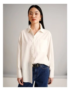 Organic Cotton Blend Relaxed Shirt in Ivory