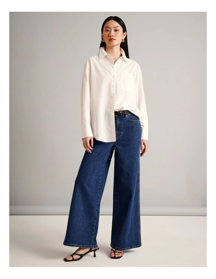 Organic Cotton Blend Relaxed Shirt in Ivory image 2