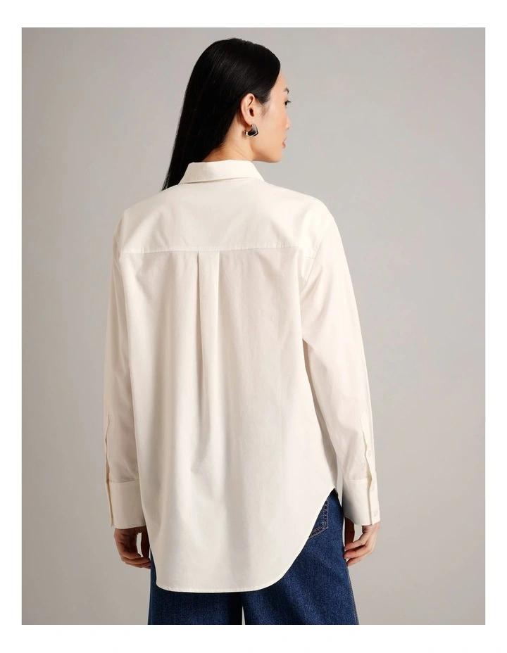 Organic Cotton Blend Relaxed Shirt in Ivory image 5