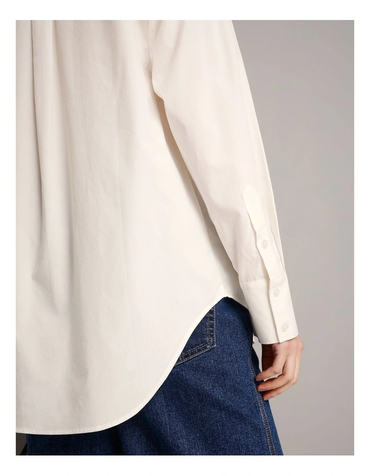 Organic Cotton Blend Relaxed Shirt in Ivory image 6