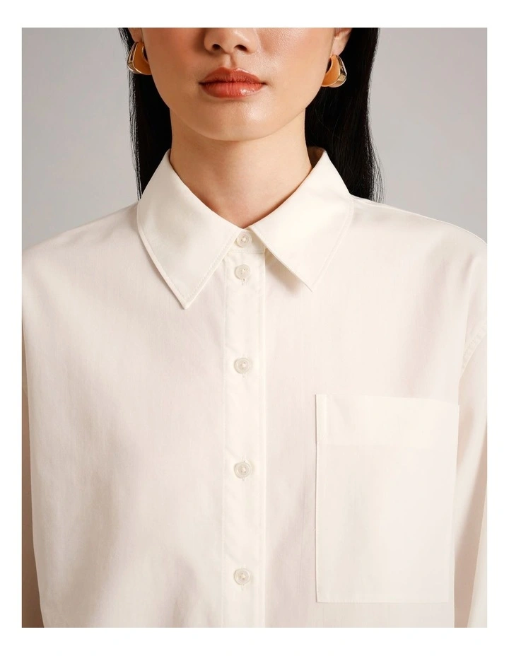Organic Cotton Blend Relaxed Shirt in Ivory image 7