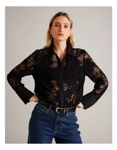 Cotton Lace Shirt in Black