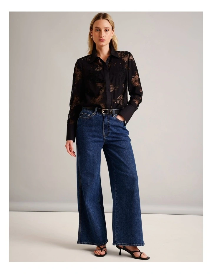 Cotton Lace Shirt in Black image 3