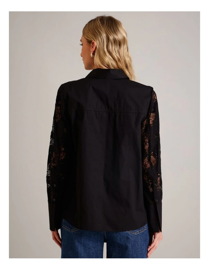 Cotton Lace Shirt in Black image 6