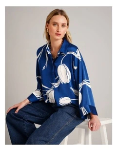 Recycled Poly Satin Printed Shirt in Assorted