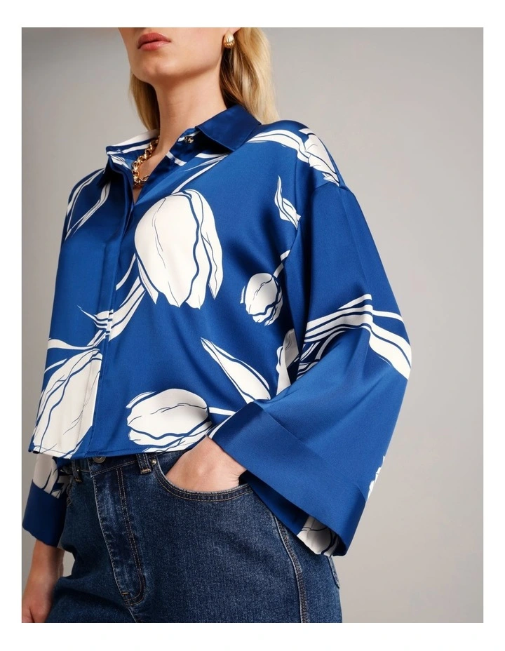 Recycled Poly Satin Printed Shirt in Assorted image 2