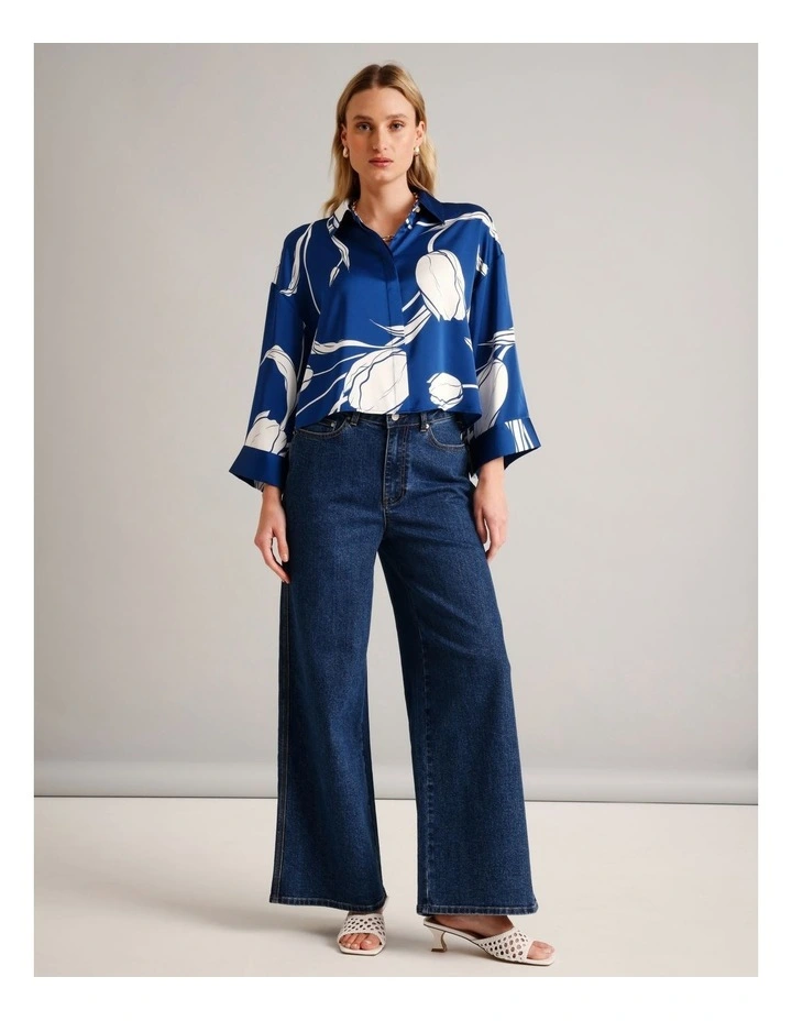 Recycled Poly Satin Printed Shirt in Assorted image 3