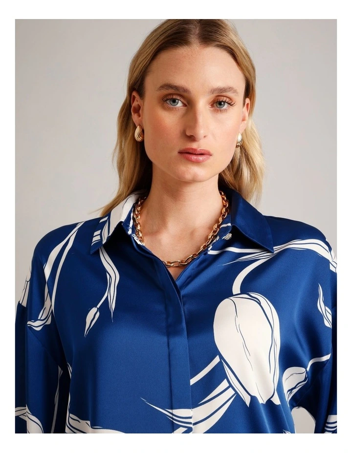 Recycled Poly Satin Printed Shirt in Assorted image 4